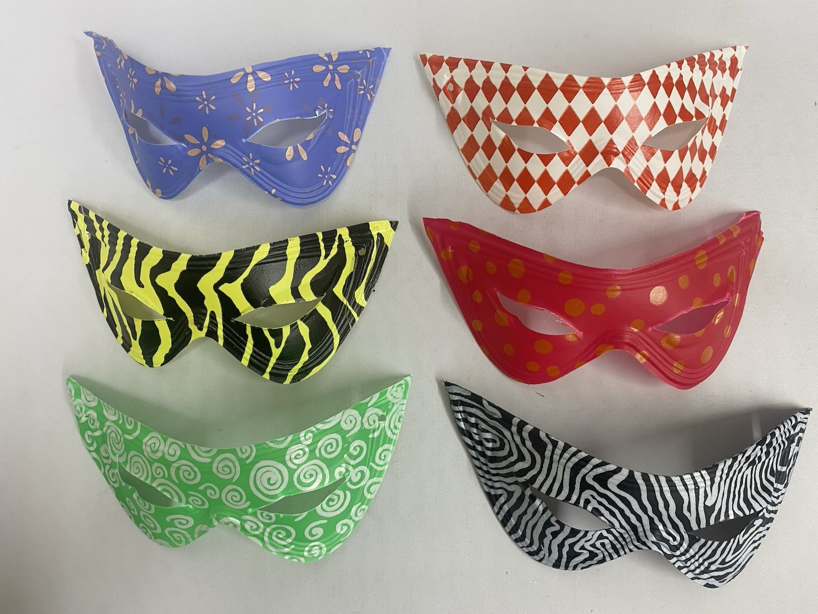6 Vintage Plastic Cat Masks Assorted 1960s for Halloween or Crafts