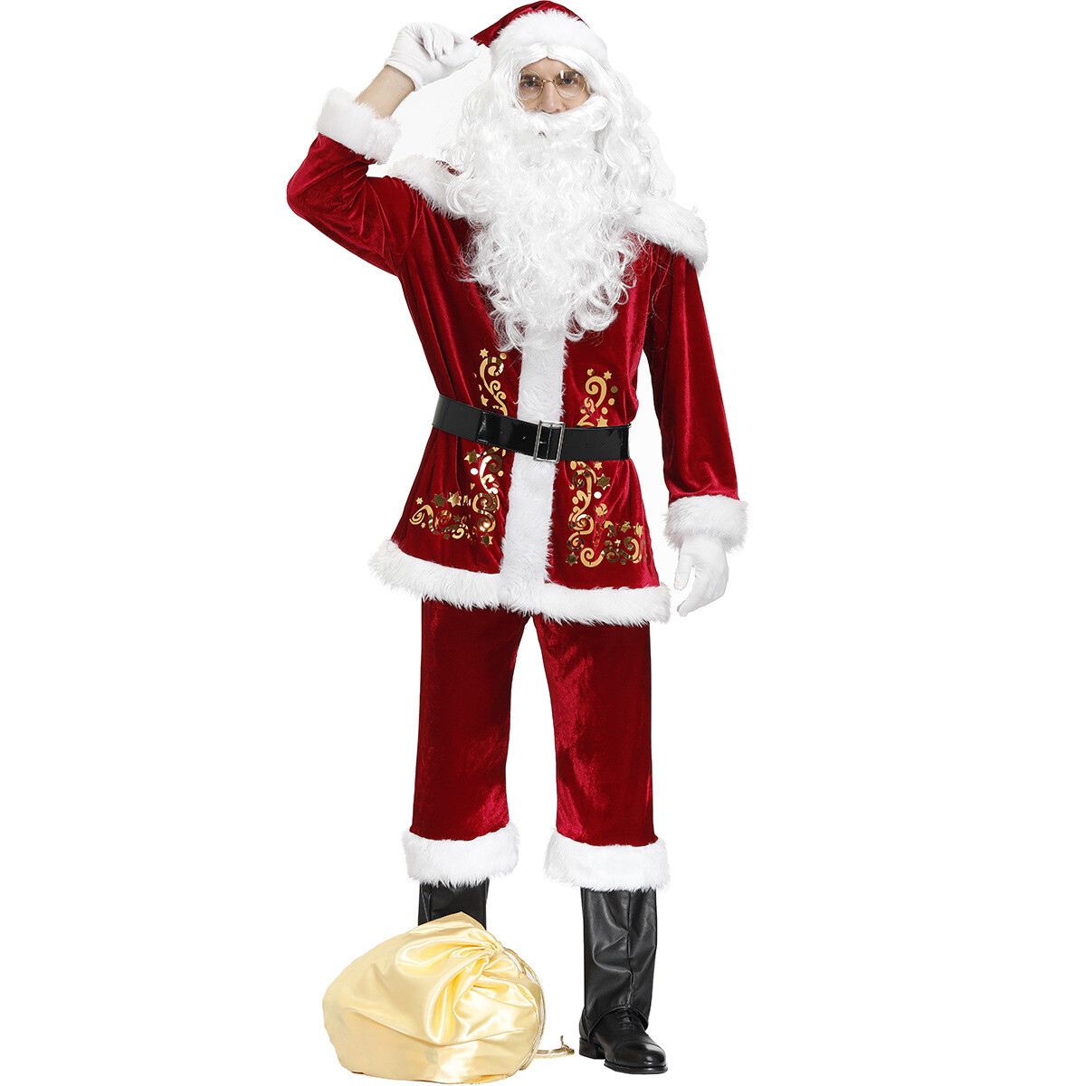 Plus Size Santa Claus Costume Outfits Full Set Men Classic Christmas Costumes