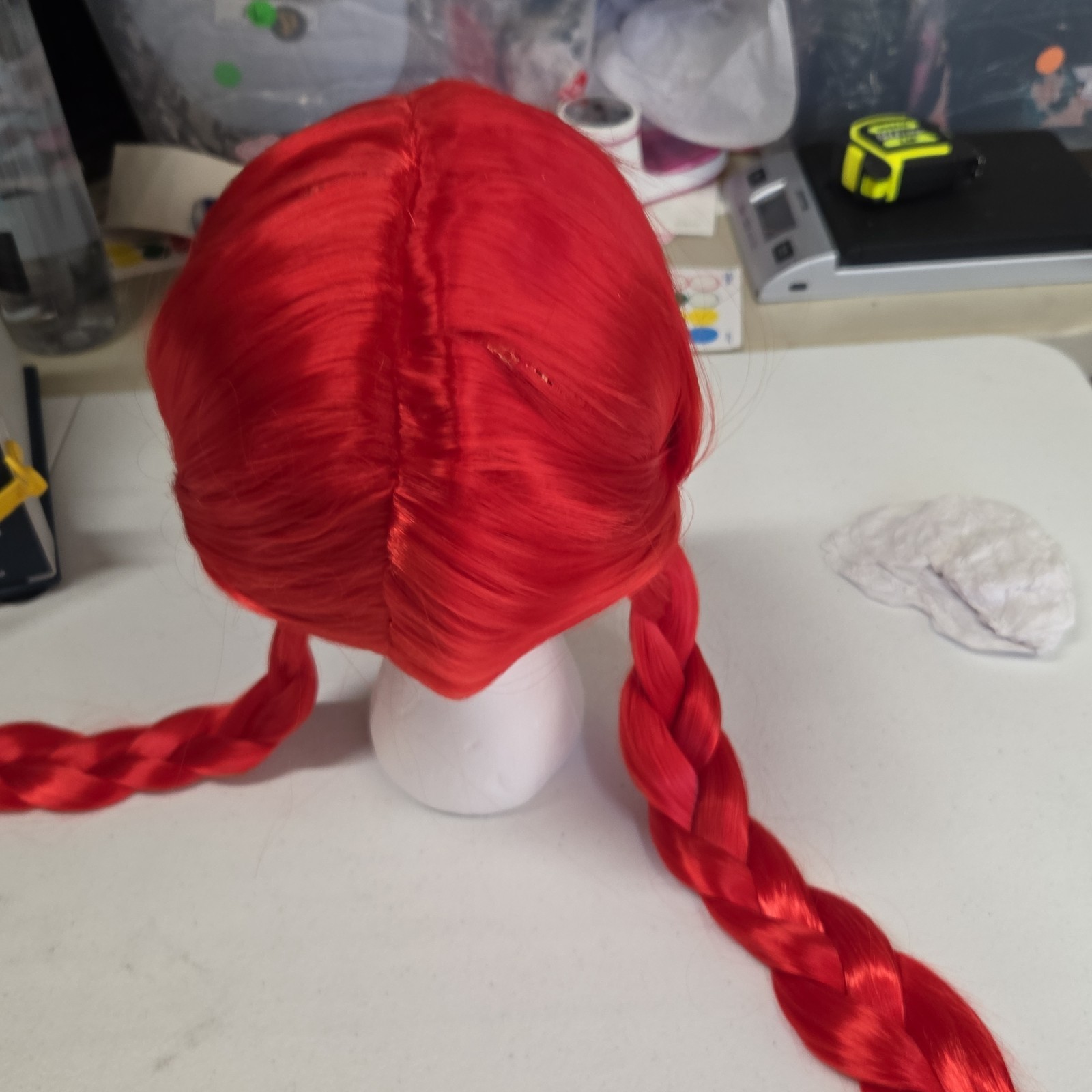 Wendy Inspired Costume Adult S/M White Apron Red Wig Wig Cap Bows 8 Pc Set