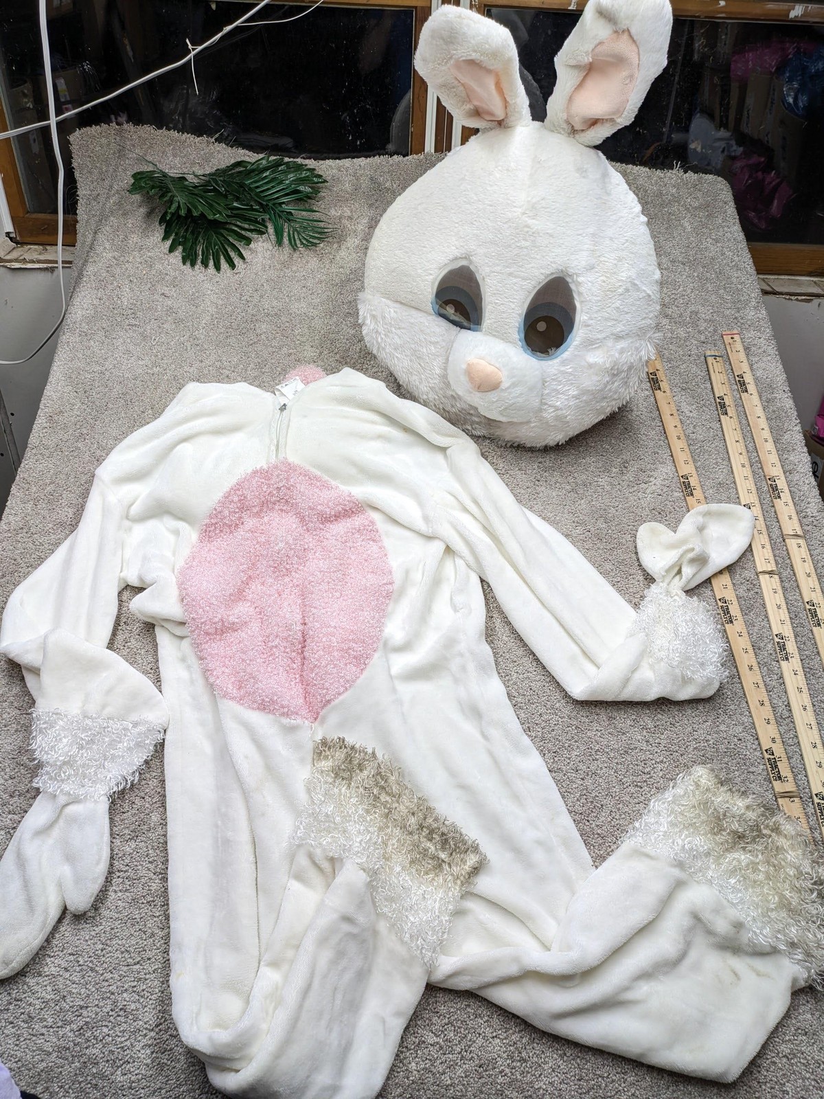 Rubie’s Easter Bunny Costume Adult L/XL White Mascot Fursuit Padded Jumpsuit
