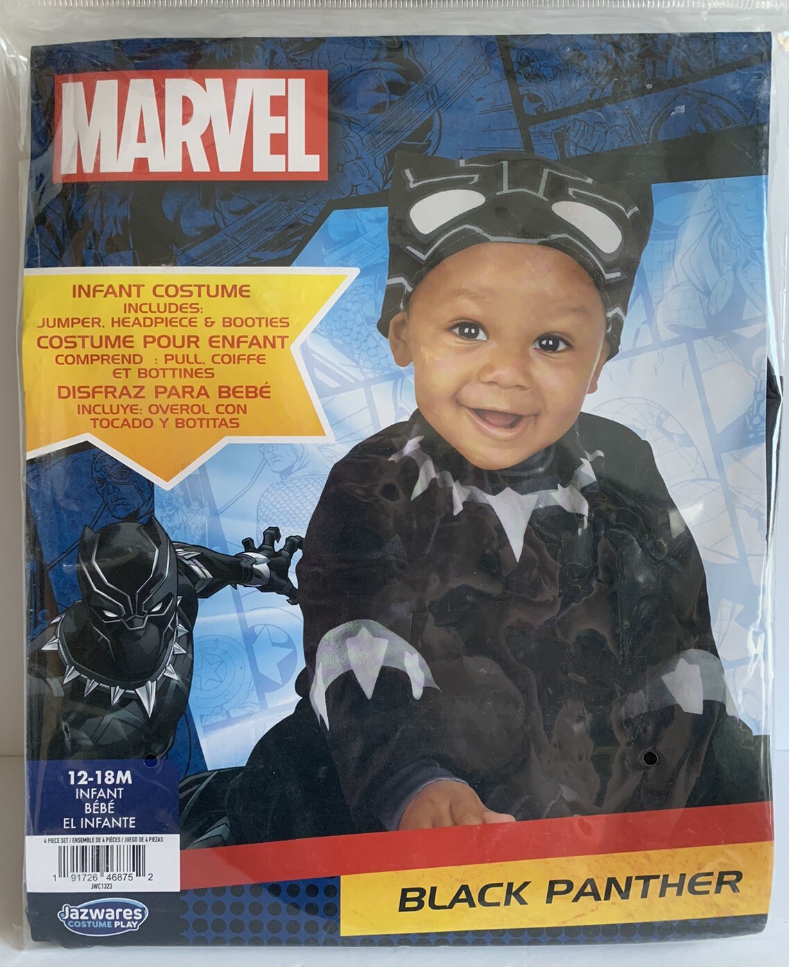 Jazwares Disney Junior Marvel NEW Black Panther Costume Size 12-18 Months