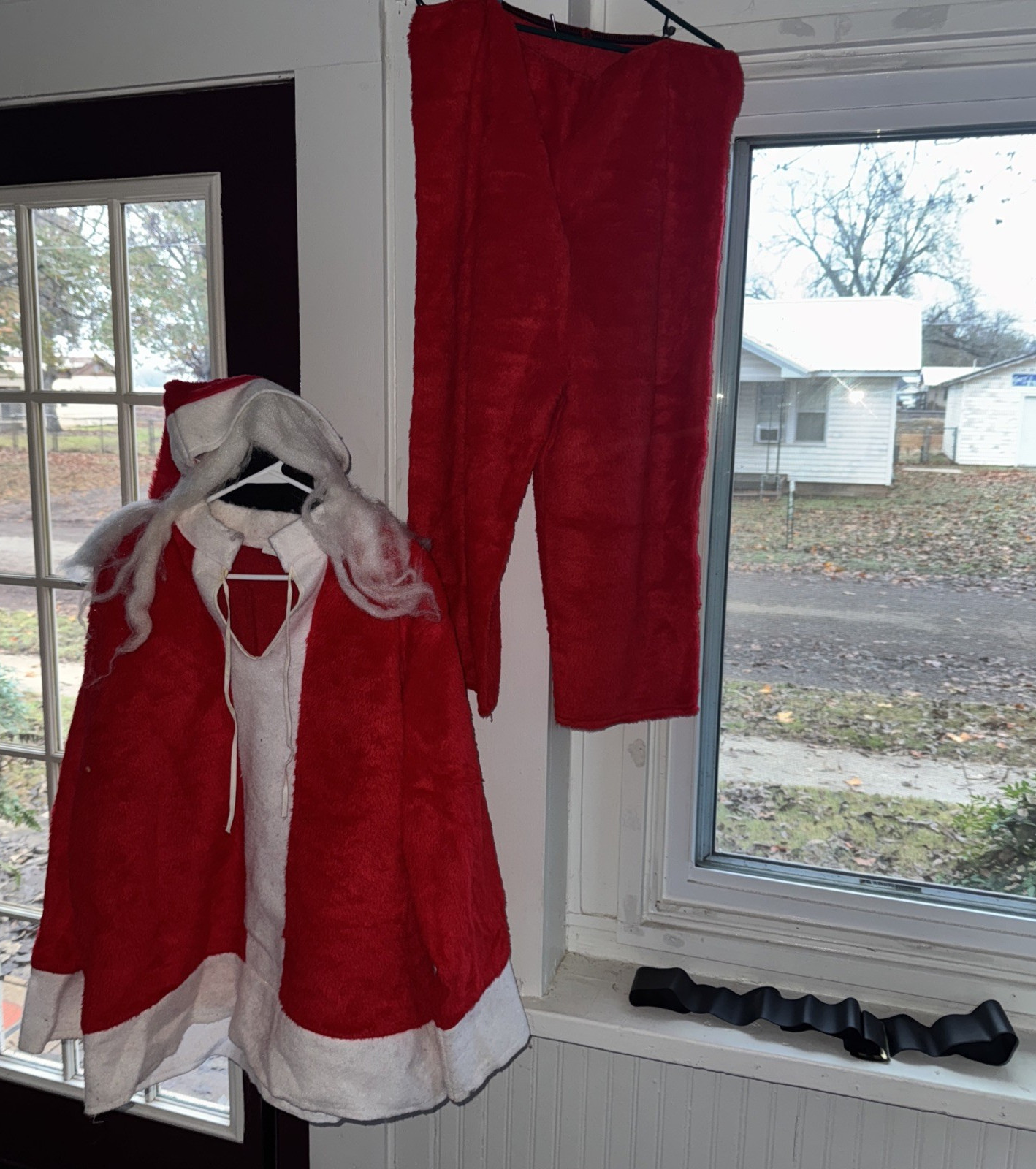 Vintage Santa Claus Suit Costume Shirt Pants Belt Wig And Cap Not Perfect