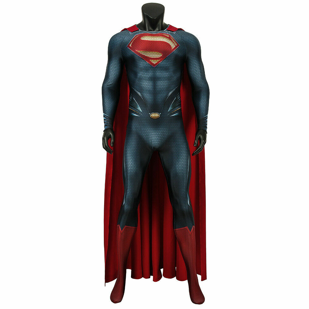 Superman Man of Steel Clark Kent Cosplay Costume Zentai Bodysuit Jumpsuit Cape