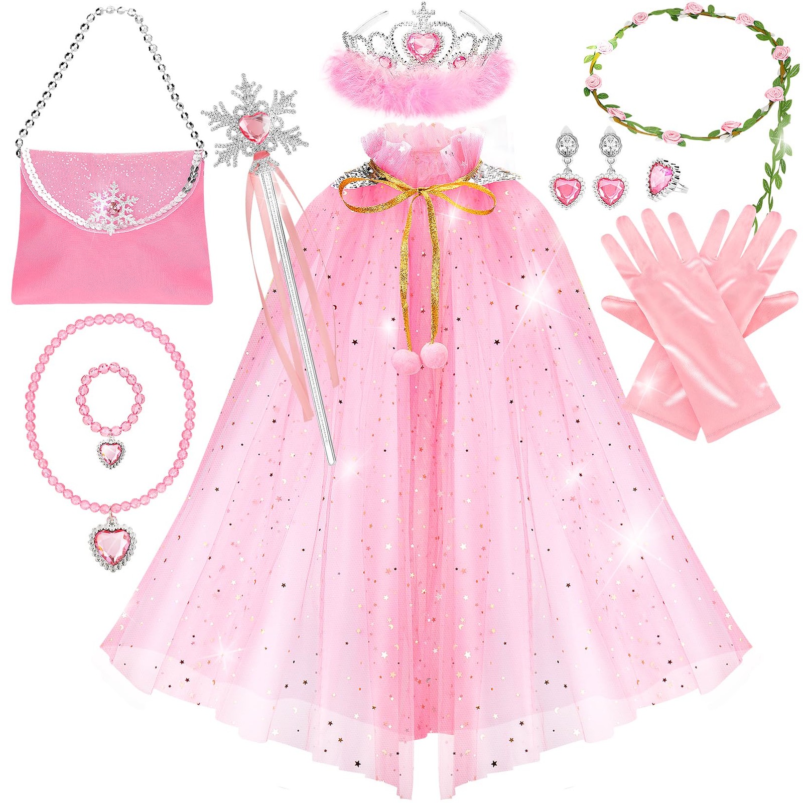 Princess Cape Set,12Pcs Princess Dress up Clothes for Little Girl, Princess D…