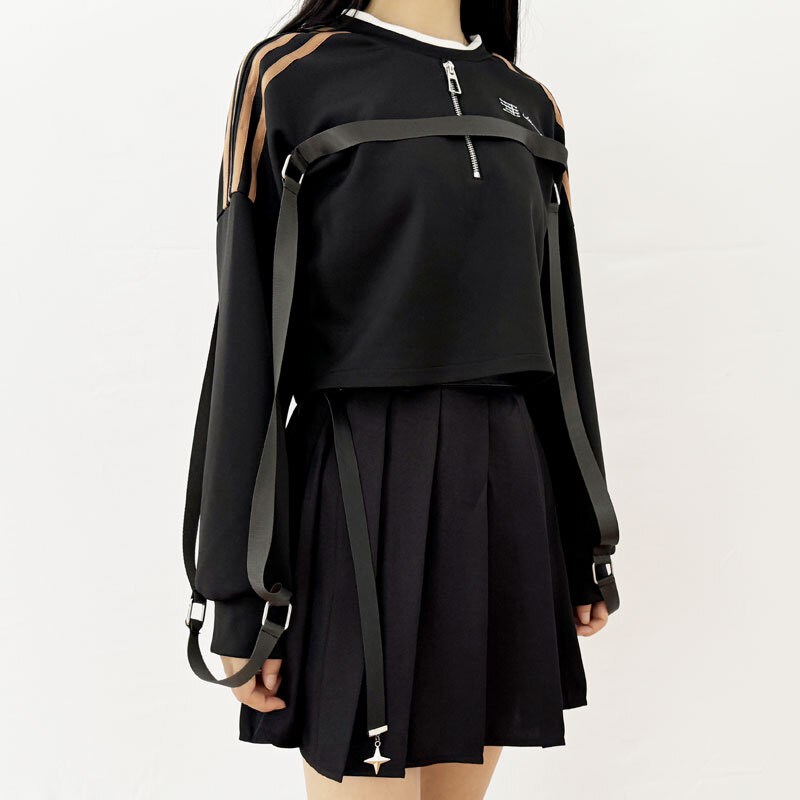 Love and Deep Space Caleb Daily Hoodie Pullover Black Sweatshirt Skirt Belt