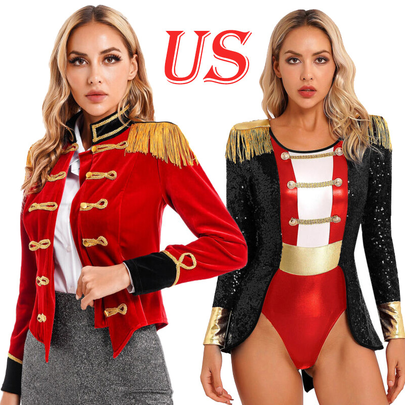 Womens Circus Jacket Tassel Coat Long Sleeves Victorian Tailcoat Cosplay Costume