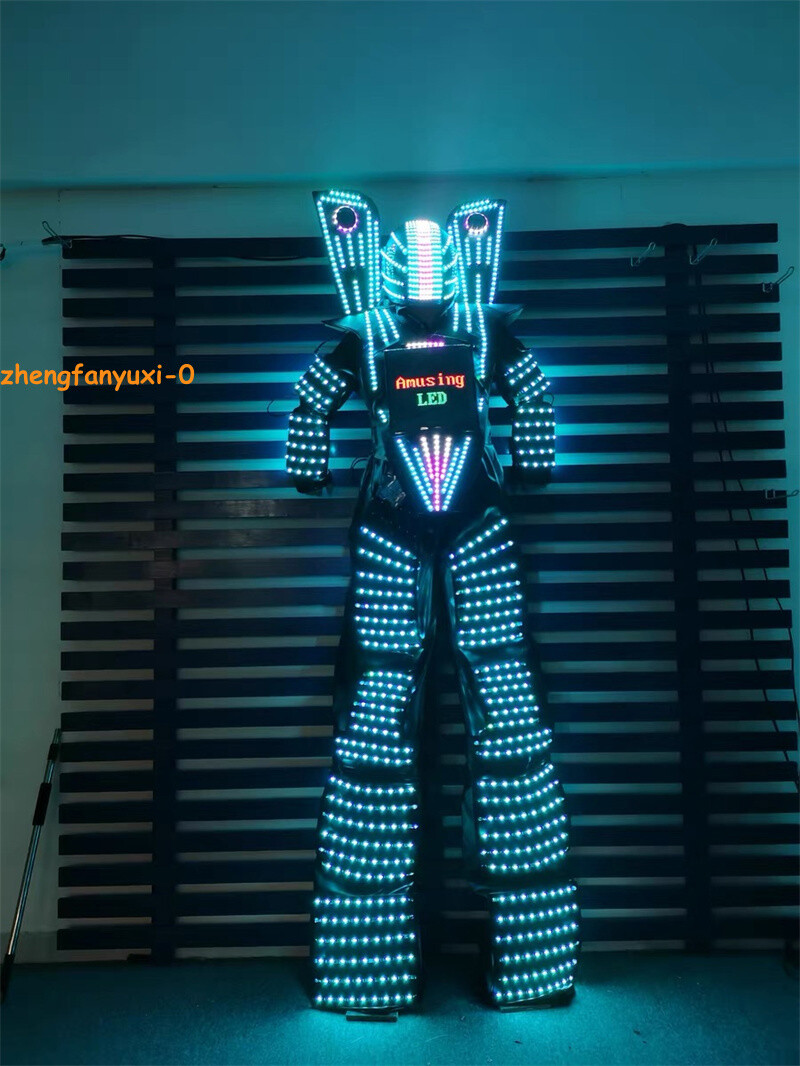 LED Robot 7 Colors Costume Helmet Suit DJ Party Glowing Clothes Performance Show