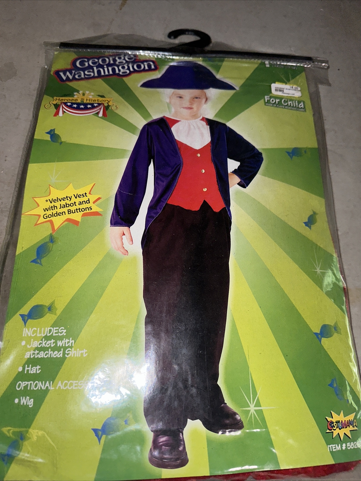 George Washington Child Costume Colonial Velvet Jacket Pants Youth Small 4-6