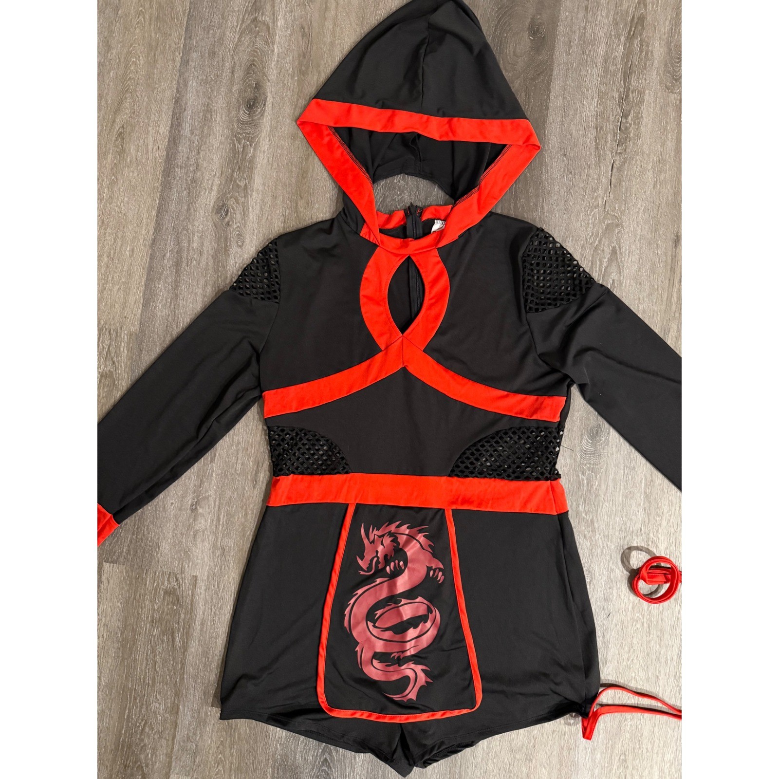 Spooktacular Creations Women Plus Size 3XL Sexy Ninja Costume Romper Black Red