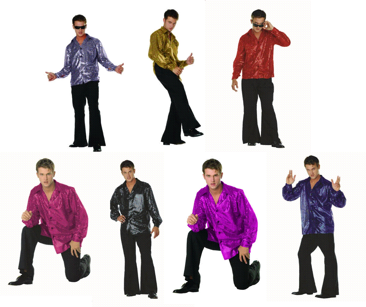 70S 80S MENS MALE DISCO SEQUIN COSTUME SHIRT DANCE FEVER SATURDAY NIGHT PIMP