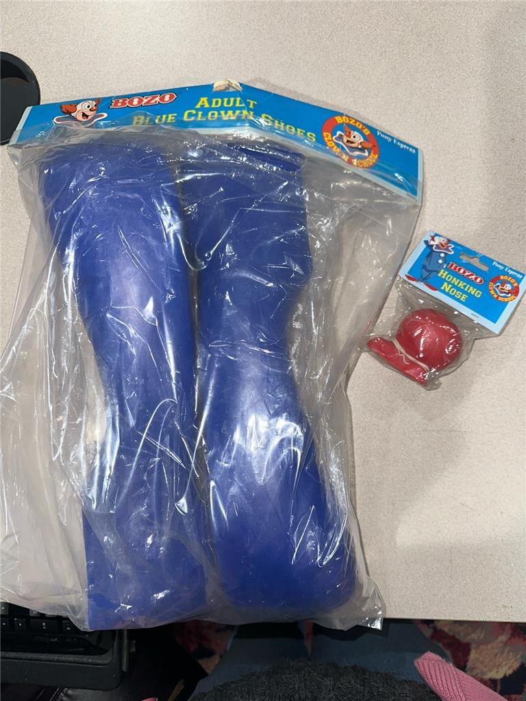 Pony Express 2003 Bozo The Clown Shoes and Honking Hose Costume NEW