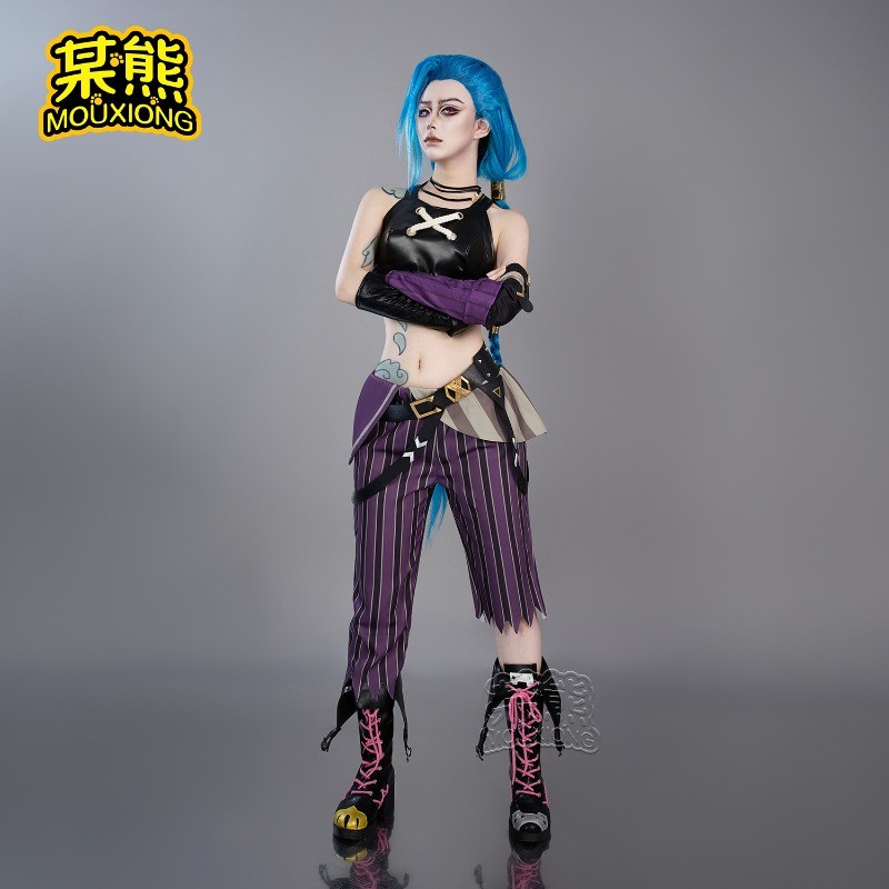 LOL Arcane Jinx Cosplay Wigs Blue Braided Party Hair Women Costumes Halloween