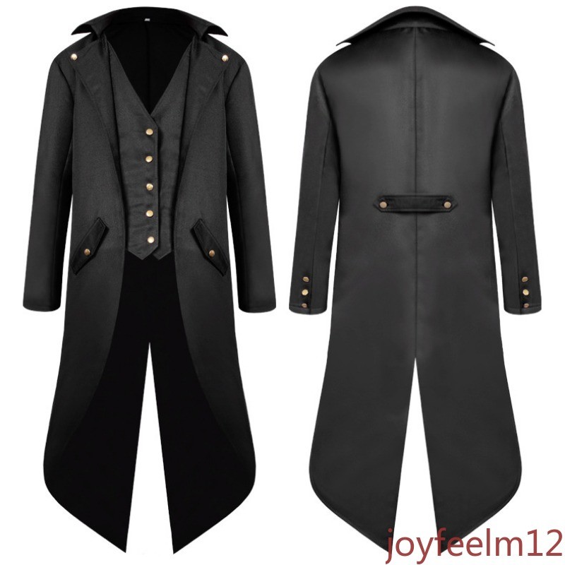 Men’s Victorian Gothic Medieval-Style Clothing Long Retro Tuxedo Coat Halloween