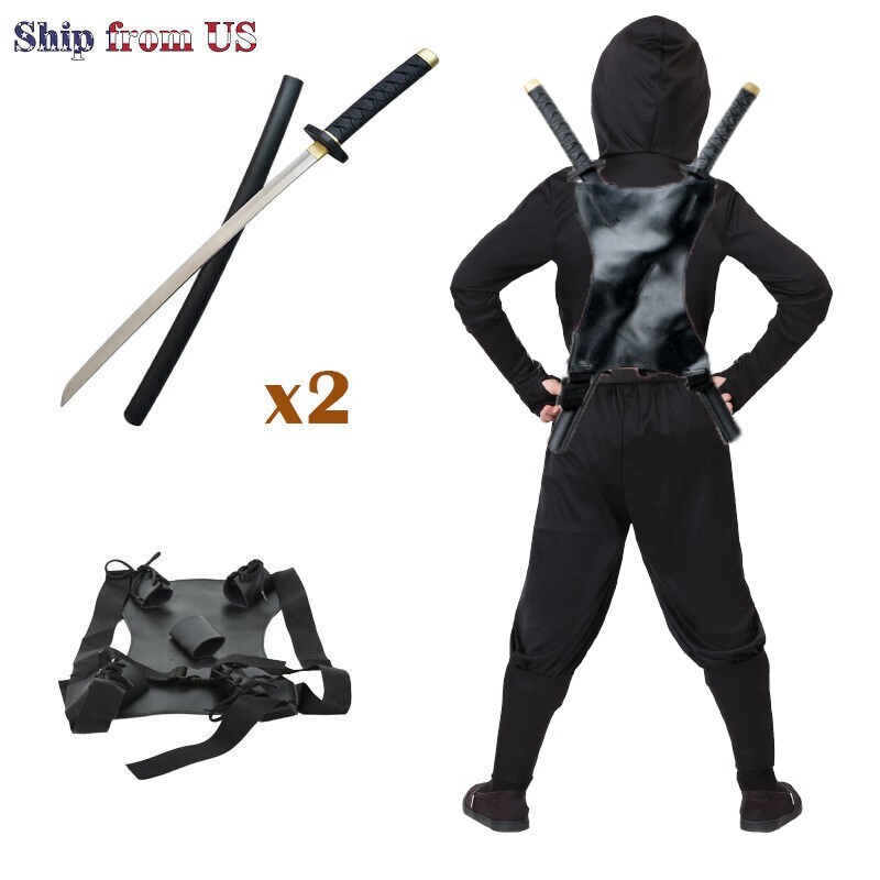 30″ Ninja Dual Sword with Holder Harness Carrying Belt Halloween Cosplay Costume