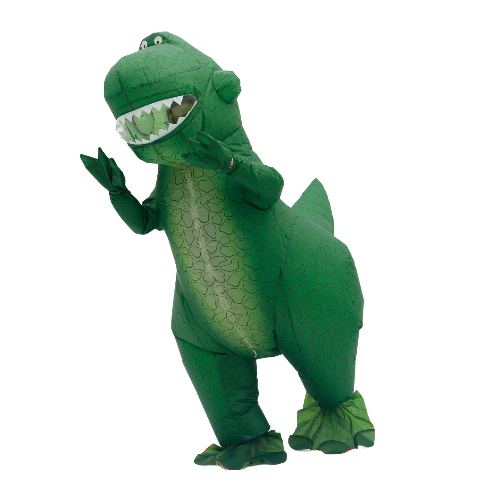 Cute Green T-rex Inflatable Costume Adult Blow Up Halloween Cosplay Party Outfit