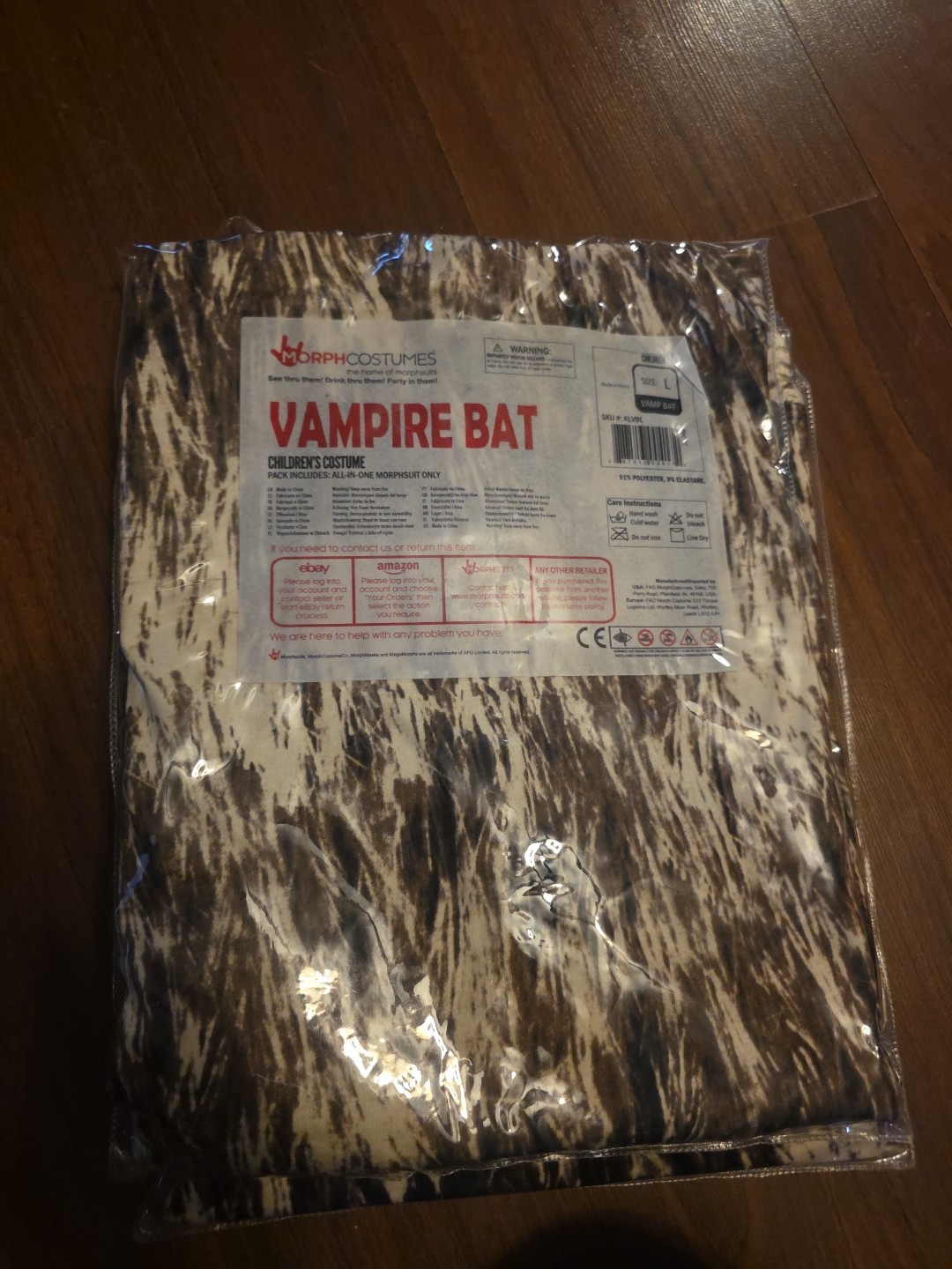 Morphsuits Vampire Bat Kids Animal Planet Costume – Size Large 4′-4’6