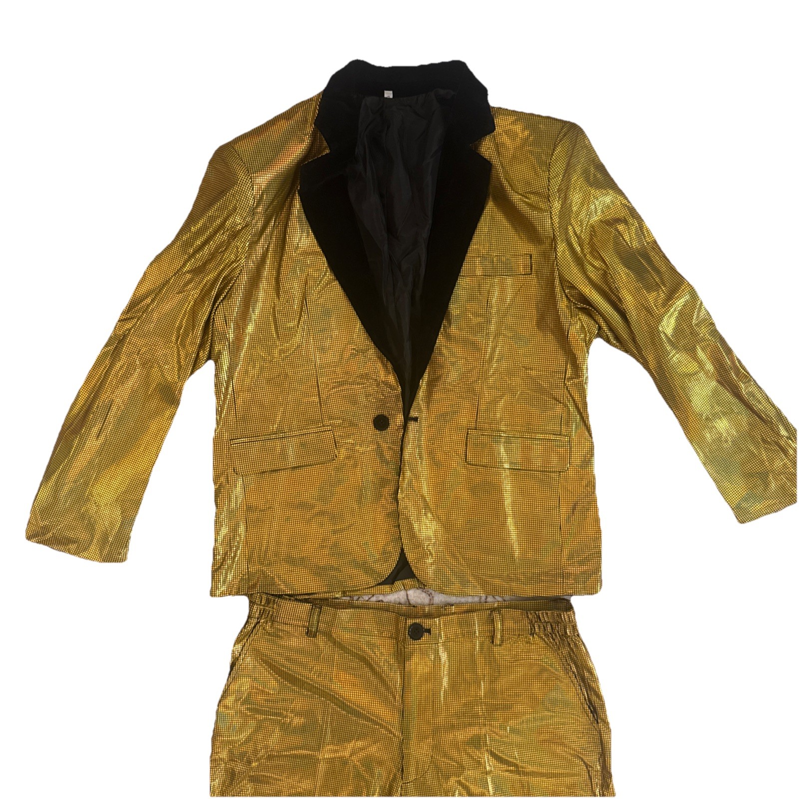 Gold Party Halloween Fashion Suit Jacket,Pants Size Large Gold