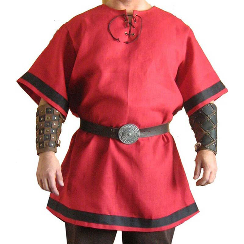 Medieval Men Tunic Top Shirt Blouse Pirate Knight Cosplay Fancy Costume