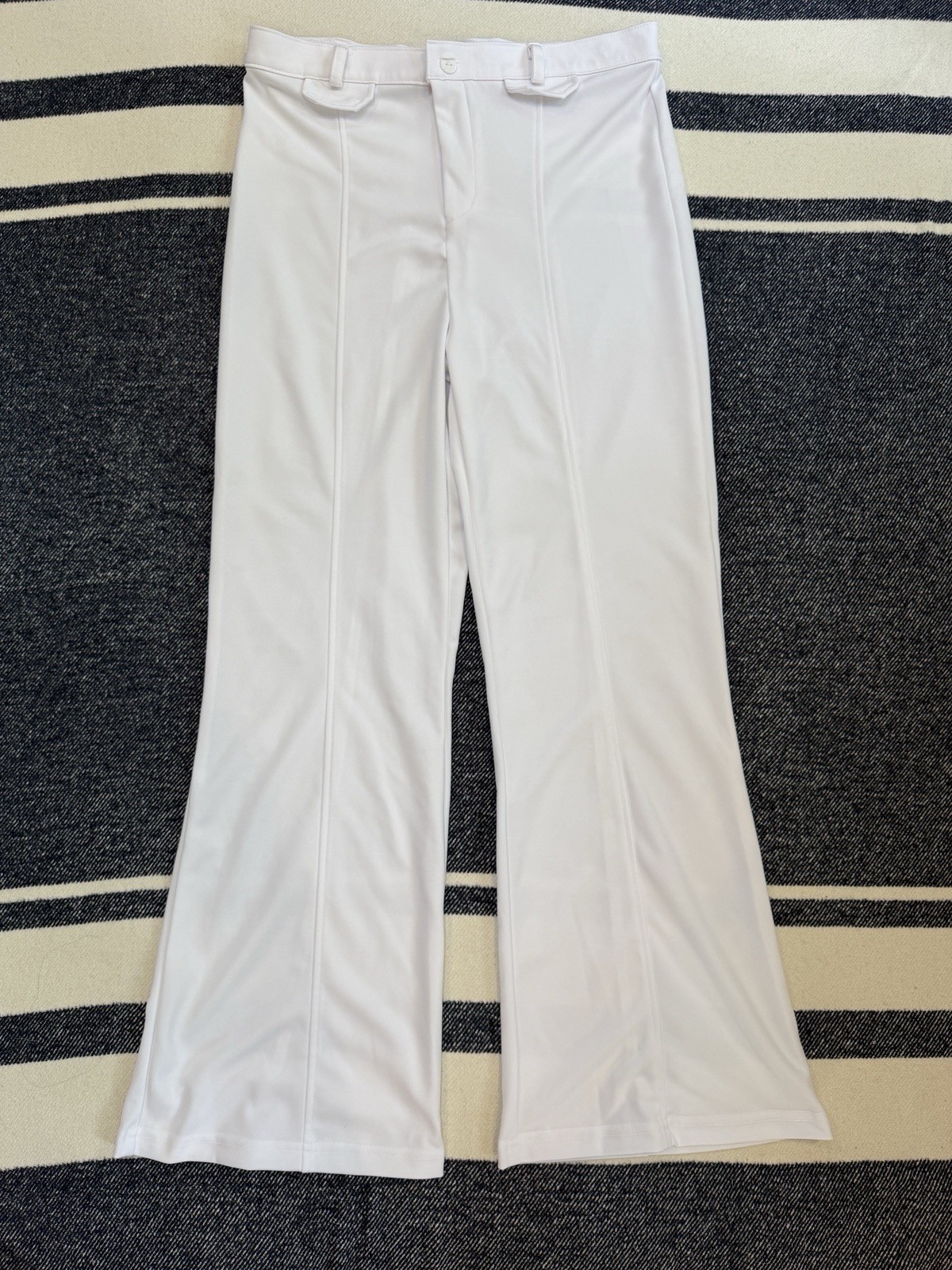 Charades 1970s Disco Pants White W-36 100% Polyester Style