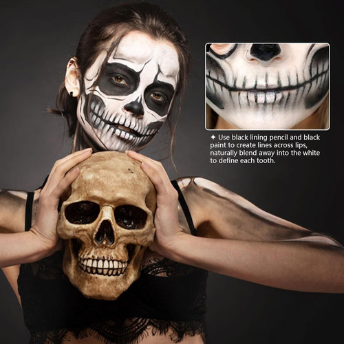 Halloween Skeleton Makeup, Complete Skull Makeup Kit Face Paint SFX…