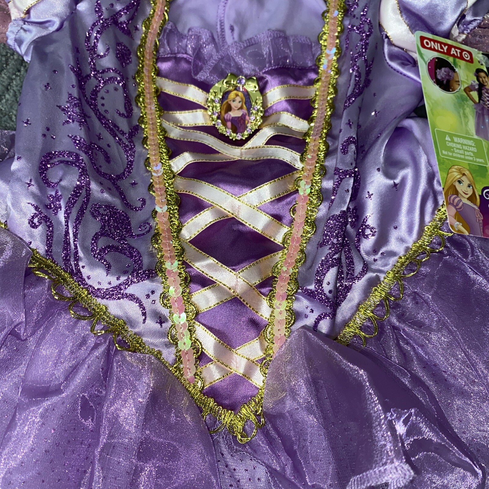 Disney Princess Rapunzel Deluxe Light Up Child Costume Purple Dress XS 3T/4T