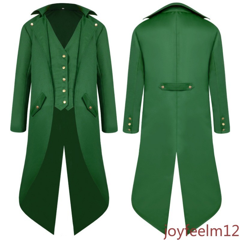 Men’s Victorian Gothic Medieval-Style Clothing Long Retro Tuxedo Coat Halloween