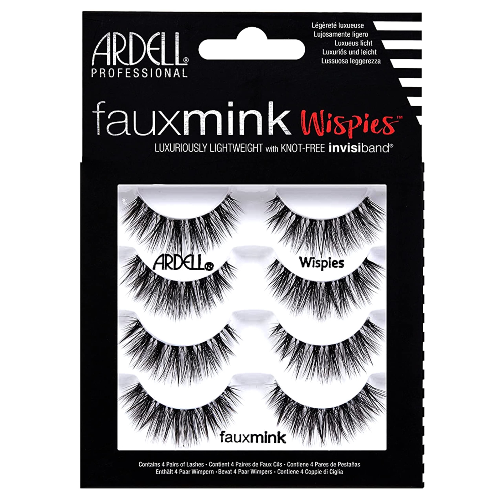 Ardell False Lashes Faux Mink Wispies Eyelashes, 1 pk x 4 pairs