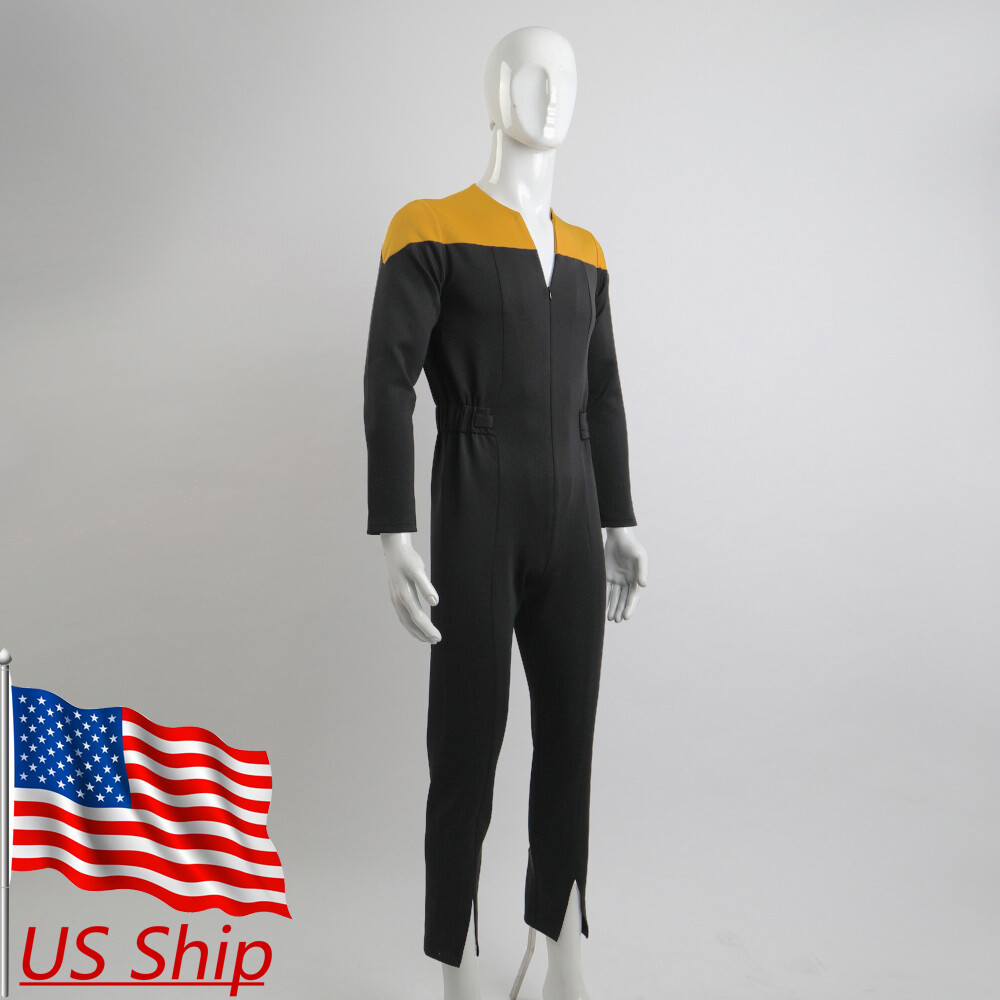 DSN Cosplay Gold Uniform Adult Male DS9 Starfleet Jumpsuit Costumes