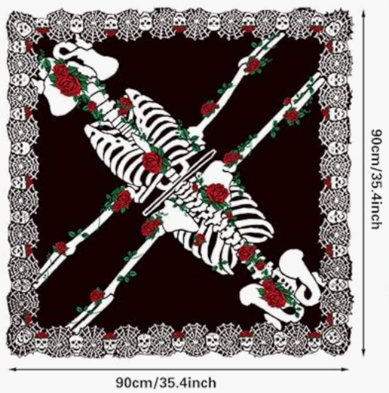 Halloween Skeleton Poncho & Rose Headband. Day of the Dead Día de los Muertos