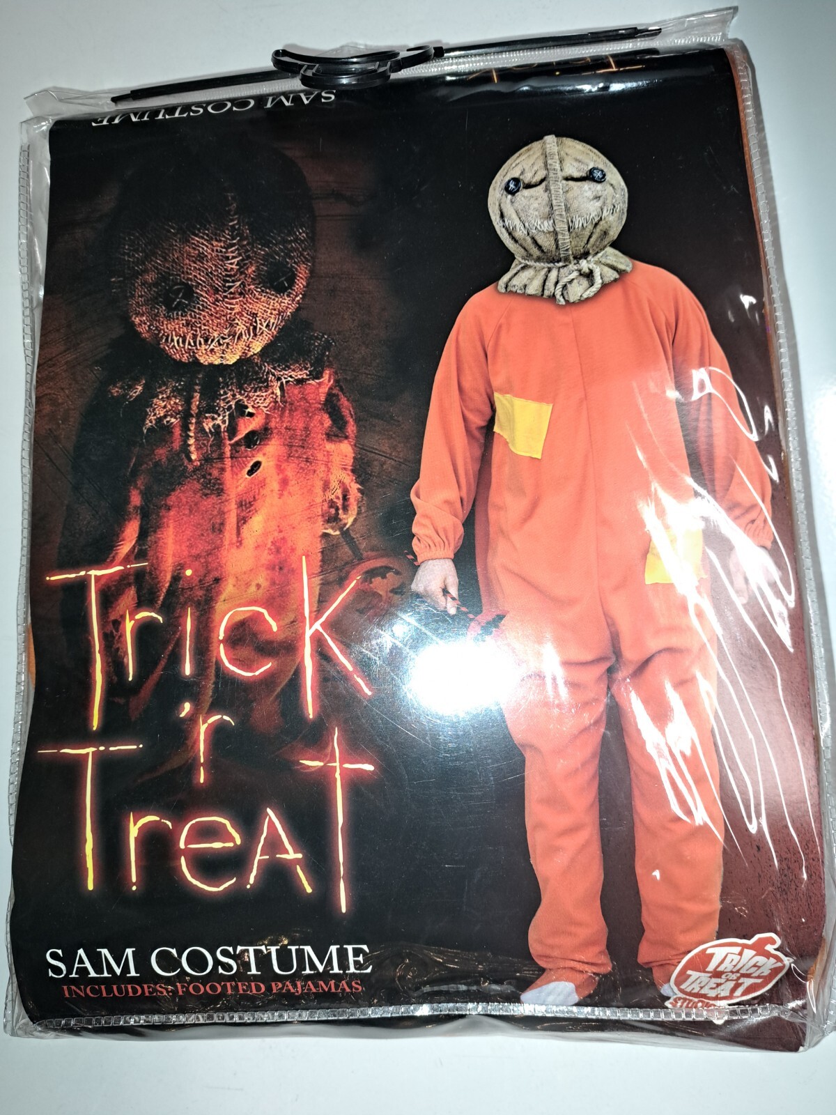 Trick R Treat Sam Costume Footed Pajamas Adult One Size Unisex NEW