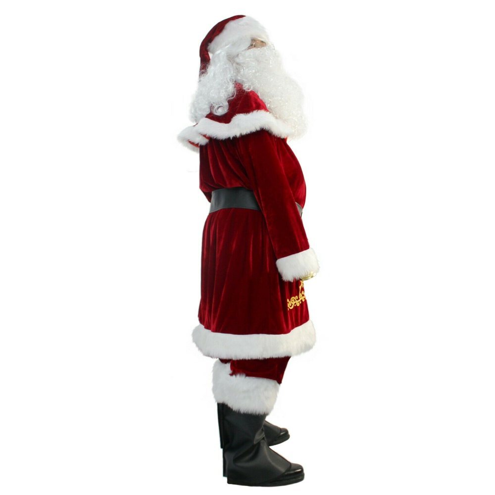 PROFESSIONAL DEEP RED RICH PLUSH VELVET CHRISTMAS XMAS COSTUME SANTA CLAUS SUIT