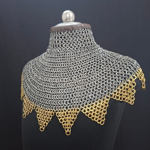 Chain mail Collar : 8 MM Flat Ring Brass Zig Zag Edges, Nack Protection