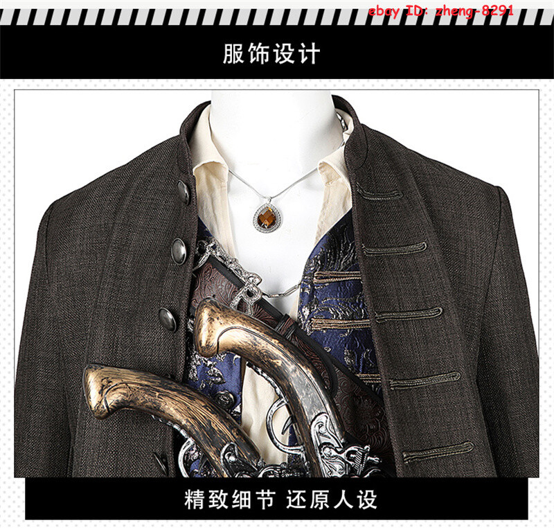 Pirates of the Caribbean Jack Sparrow Cosplay Costume Outfit Halloween Suit Shoe