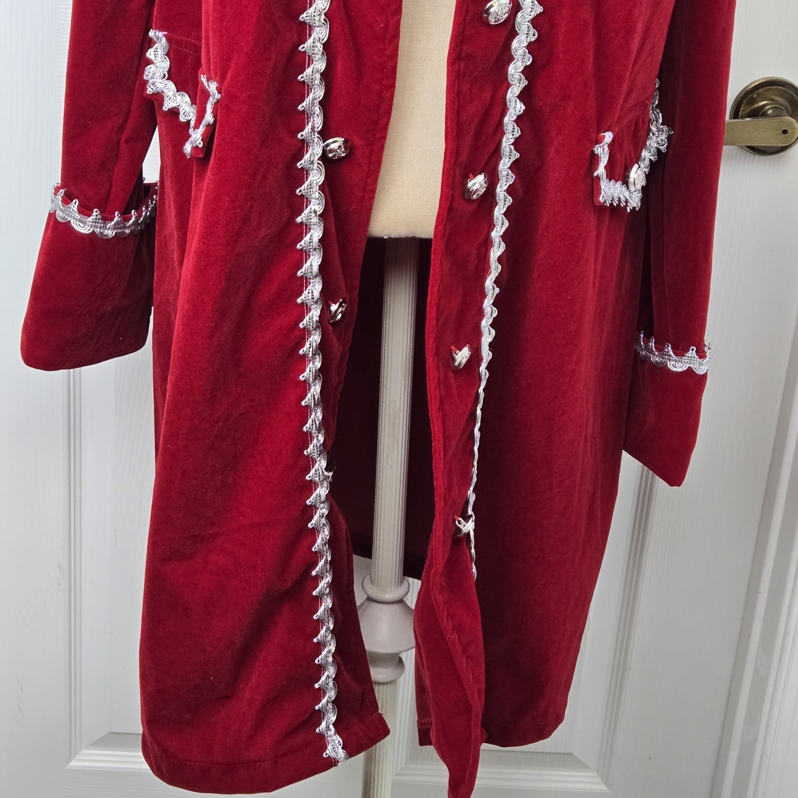 Jerry Beck For Charades Red Velvet Pirate Long Coat Mens Size M Renfaire Unisex