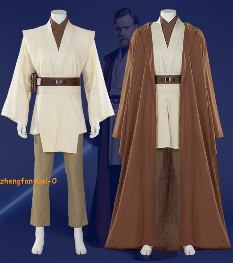 Obi-Wan Kenobi Cosplay Costume Star Wars Jedi Knight Suit Rope Outfits Full Set