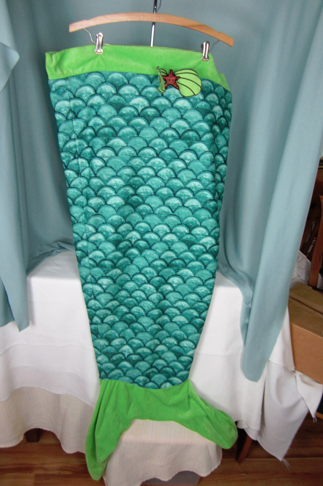 Halloween Costume Mermaid Bottom Terry Cloth Cotton Polyester Green Blue