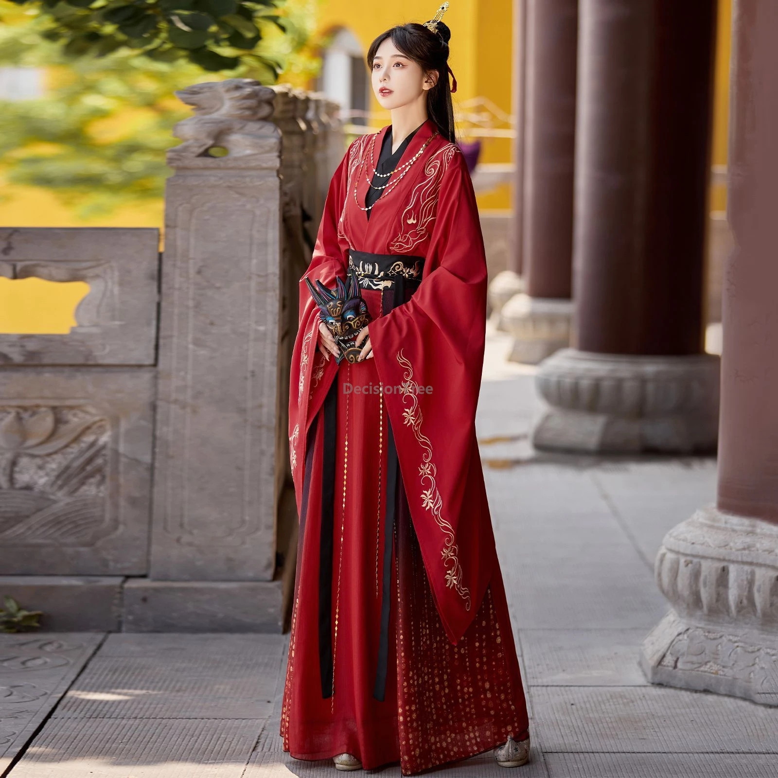 Chinese WeiJin Hanfu Crossed Collar Robe Daily Costume Elegant Women Cosplay