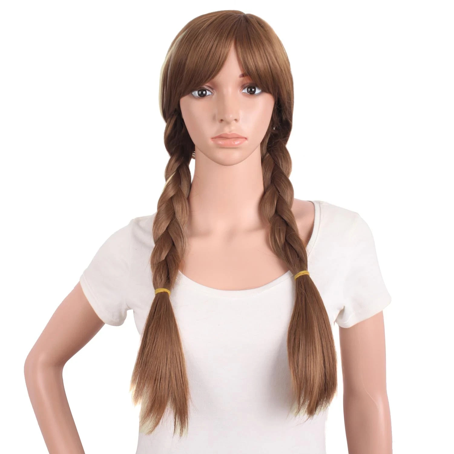 28″/70Cm Long Hair Cosplay Costume Anime Wig (Dark Brown/Light Brown)