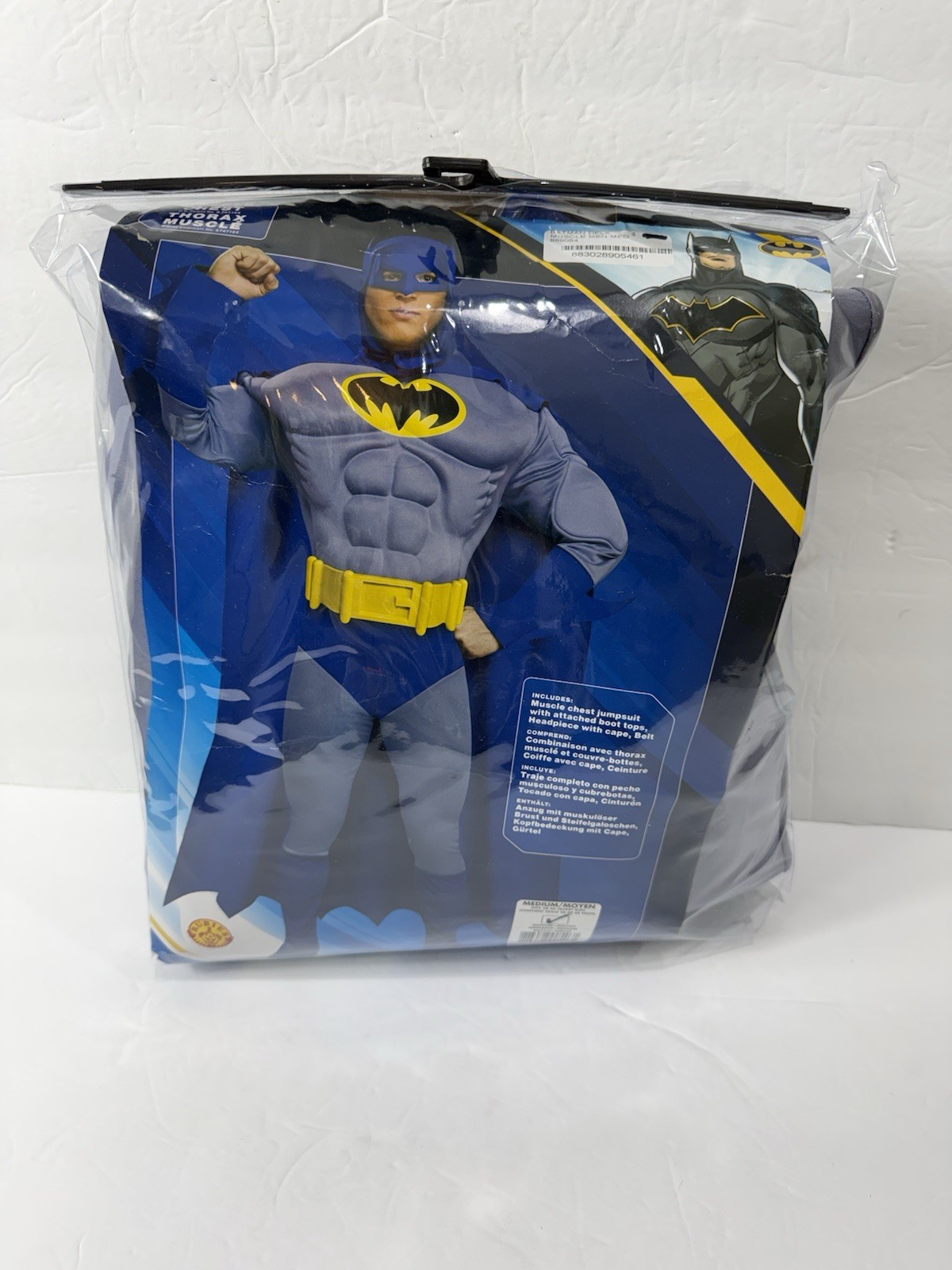 Adult BATMAN DELUXE MUSCLE CHEST Superhero Mens Fancy Dress Bold Brave Official