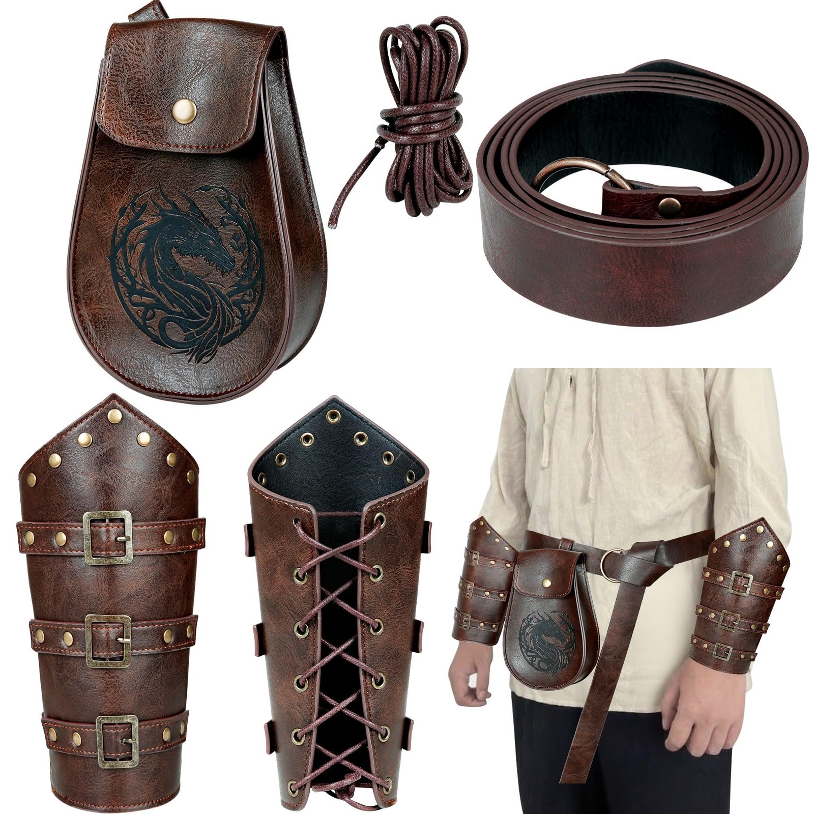 Viking Ren Faire Belt Accessoriesren Renaissance Medieval Accessories Set, Brown