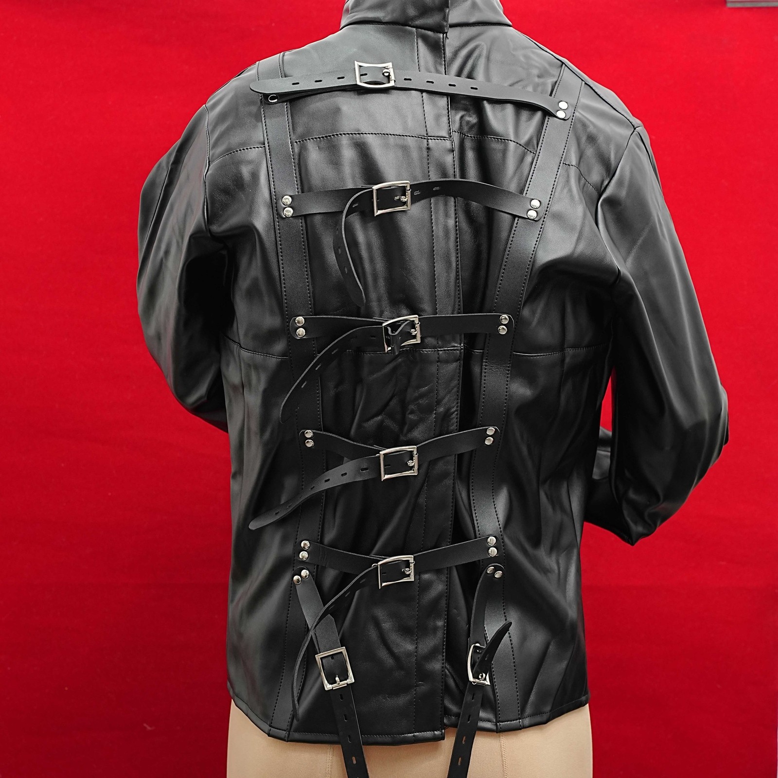 US Asylum Straitjacket Straight Jacket Costume Body Harness Armbinder Clubwear