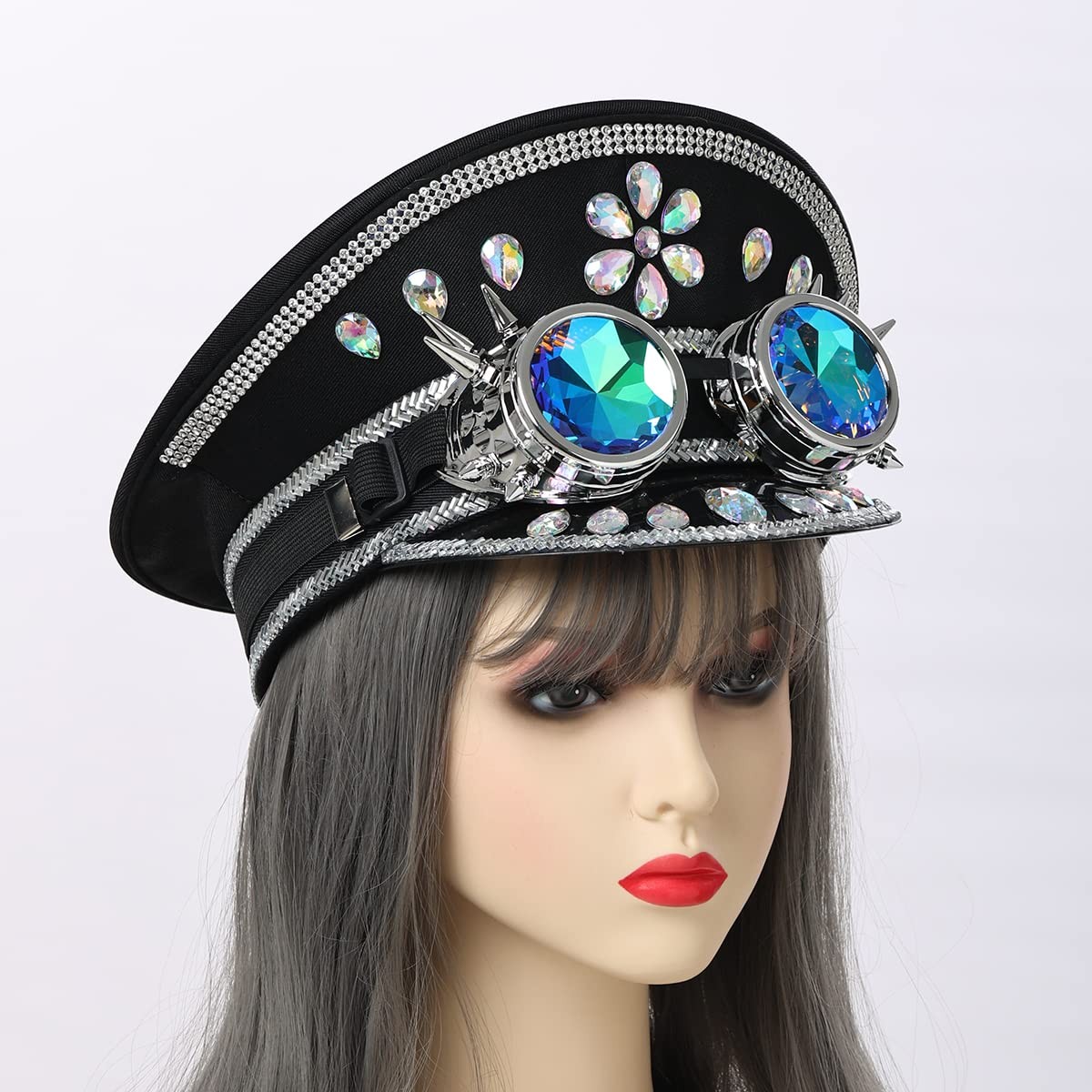 Women’s Burning Man Sequin Hat Music Festival Military Captain Hats Steampunk…