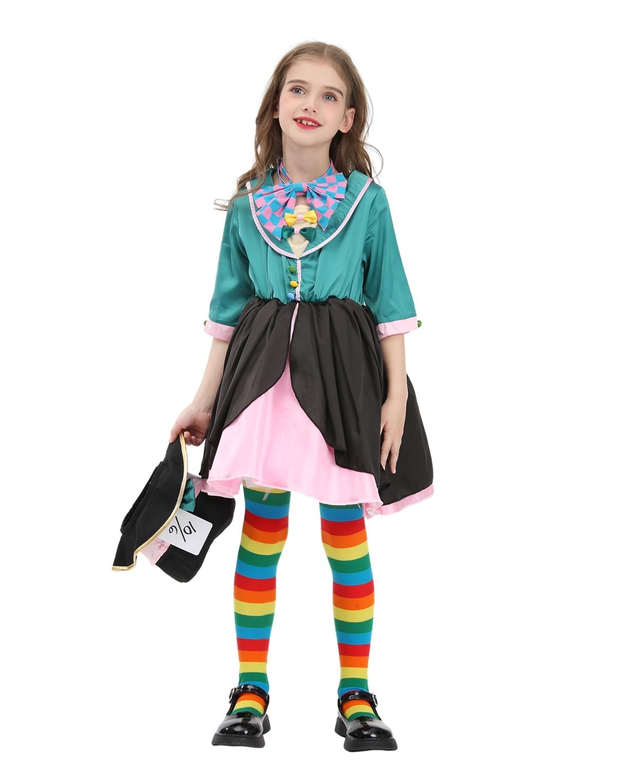 Girls Mad Hatter Costume – Halloween Cosplay Full Set for Kids, Fun Party Outfit