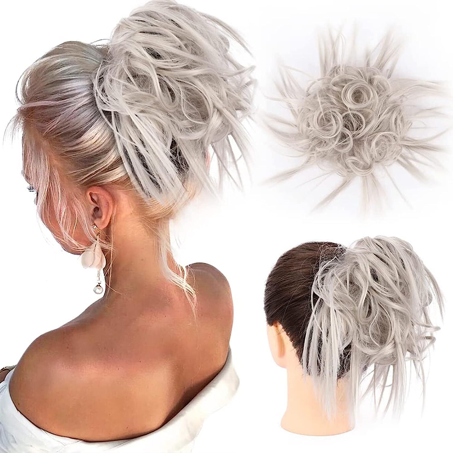 HMD Tousled Updo Messy Bun Hairpiece Hair Extension Ponytail with Elastic Rubber