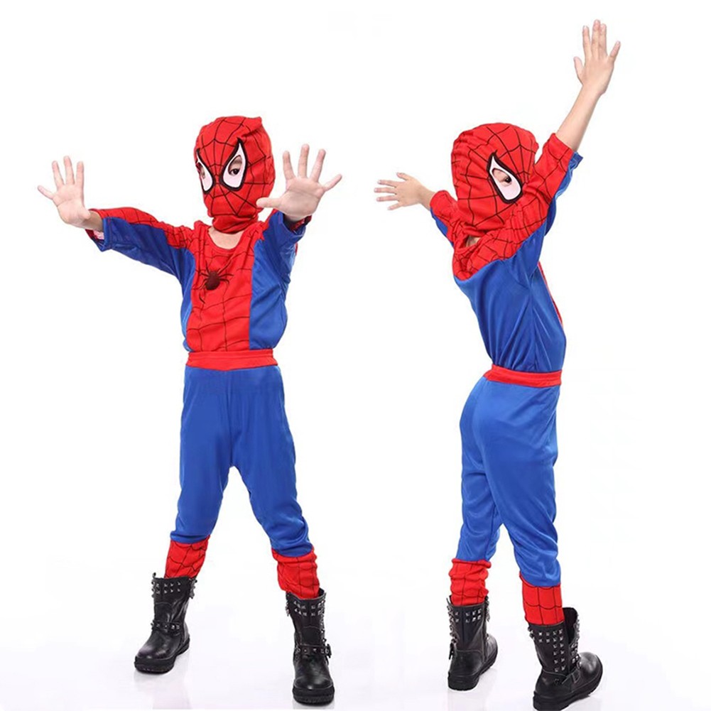 Kid SpiderMan Cosplay Costume Boys Tobey Maguire Outfit Jumpsuit Clothes 3-7Age