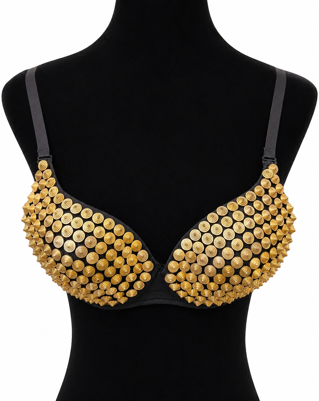 Spencer’s Pleasure Bound Women’s Bra Size 34C Black Gold Retro Swirls Cosplay