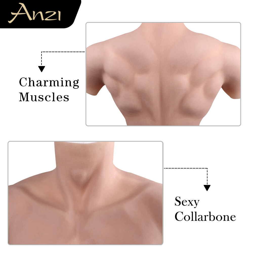 Silicone Muscle Chest Realistic BodySuit Male Fake Breast Plate Costume Cosplay
