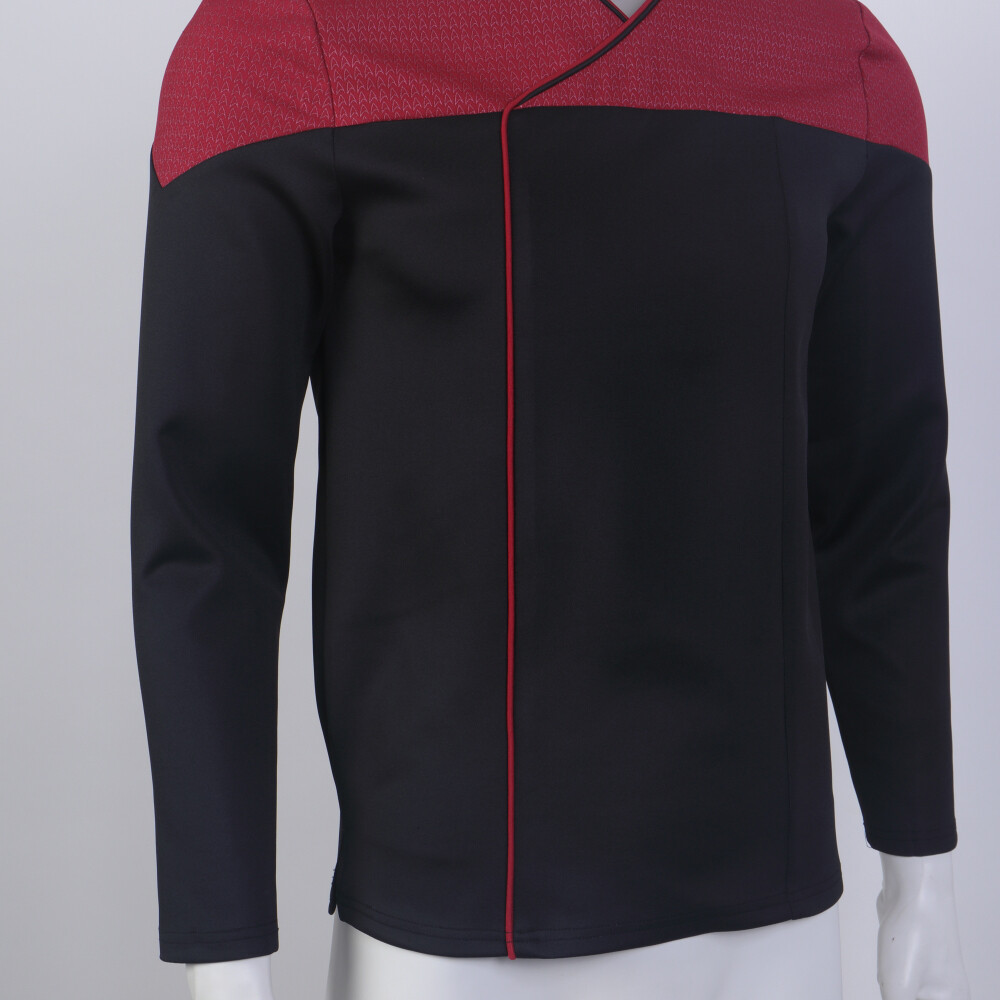 For Picard 2 Commander Uniform Starfleet Red Gold Blue Tops Male Shirts Costume