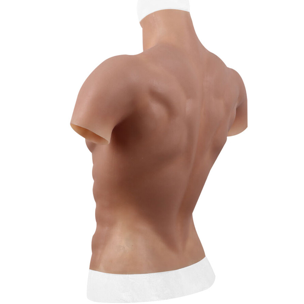 Silicone Muscle Chest Realistic BodySuit Male Fake Breast Plate Costume Cosplay