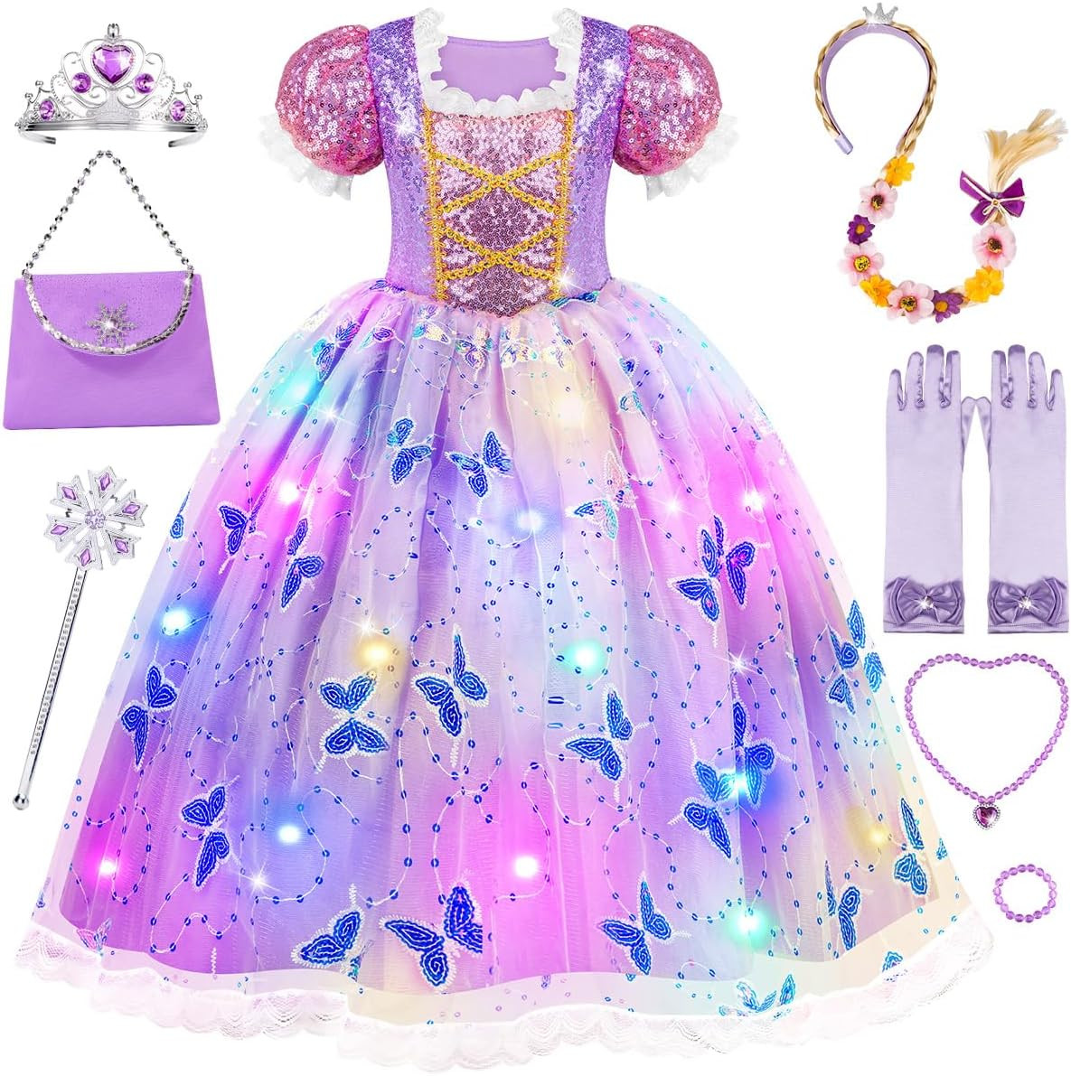 Princess Dresses for Girls – Light up Princess Costume for Little Girl, Hallowee